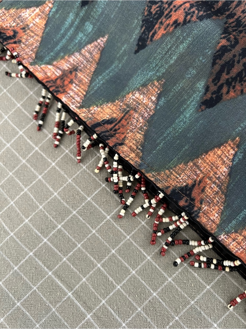 Summer Festival Wrap Mini Tassel Knot Skirt Zigzag Tribal Print - Picture 5 of 9